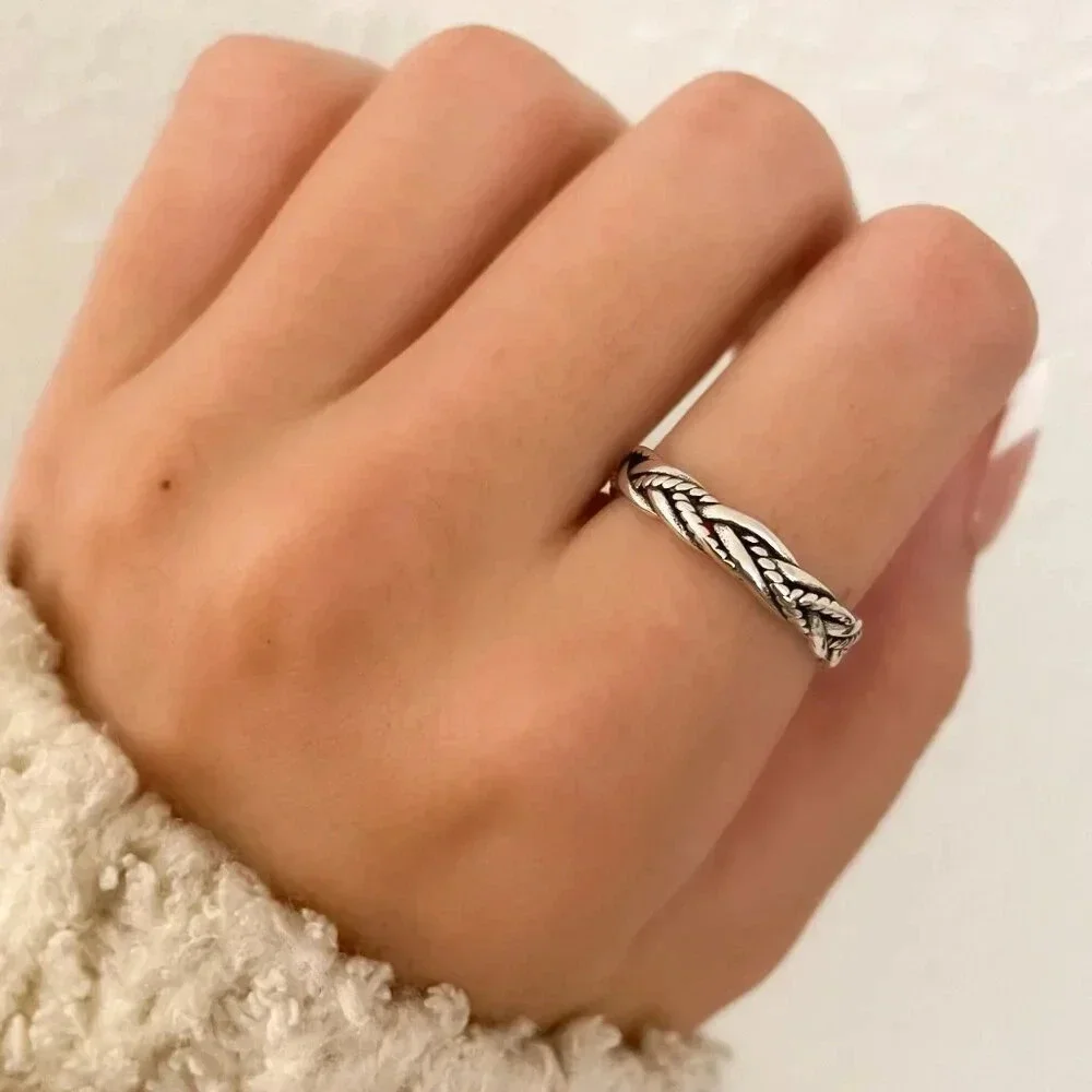 925 Sterling Silver Minimalist Ring Dainty Ring Twist Ring Band Geometric Ring